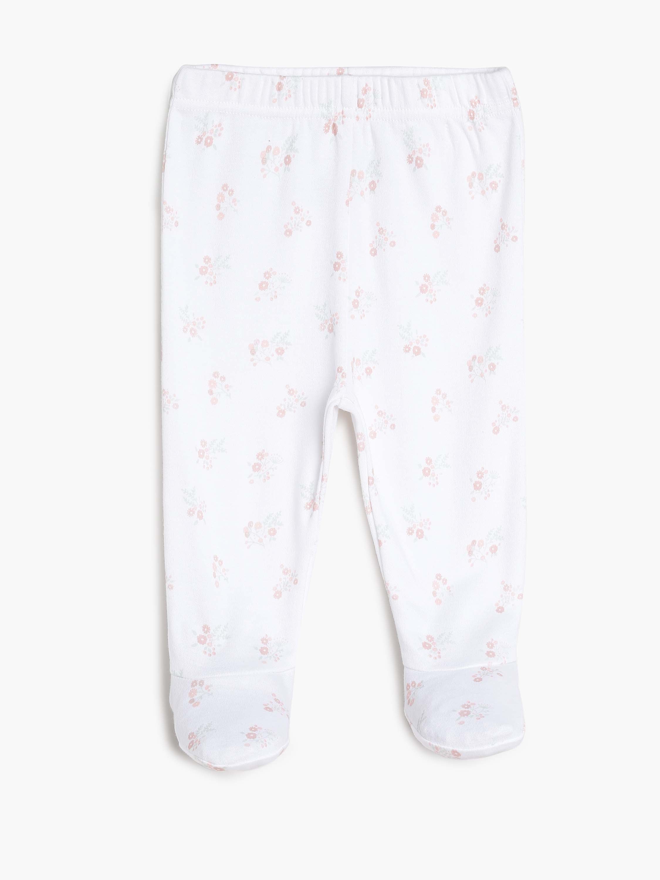 Girls White and Pink Floral Print 4-Piece Newborn Gift Set