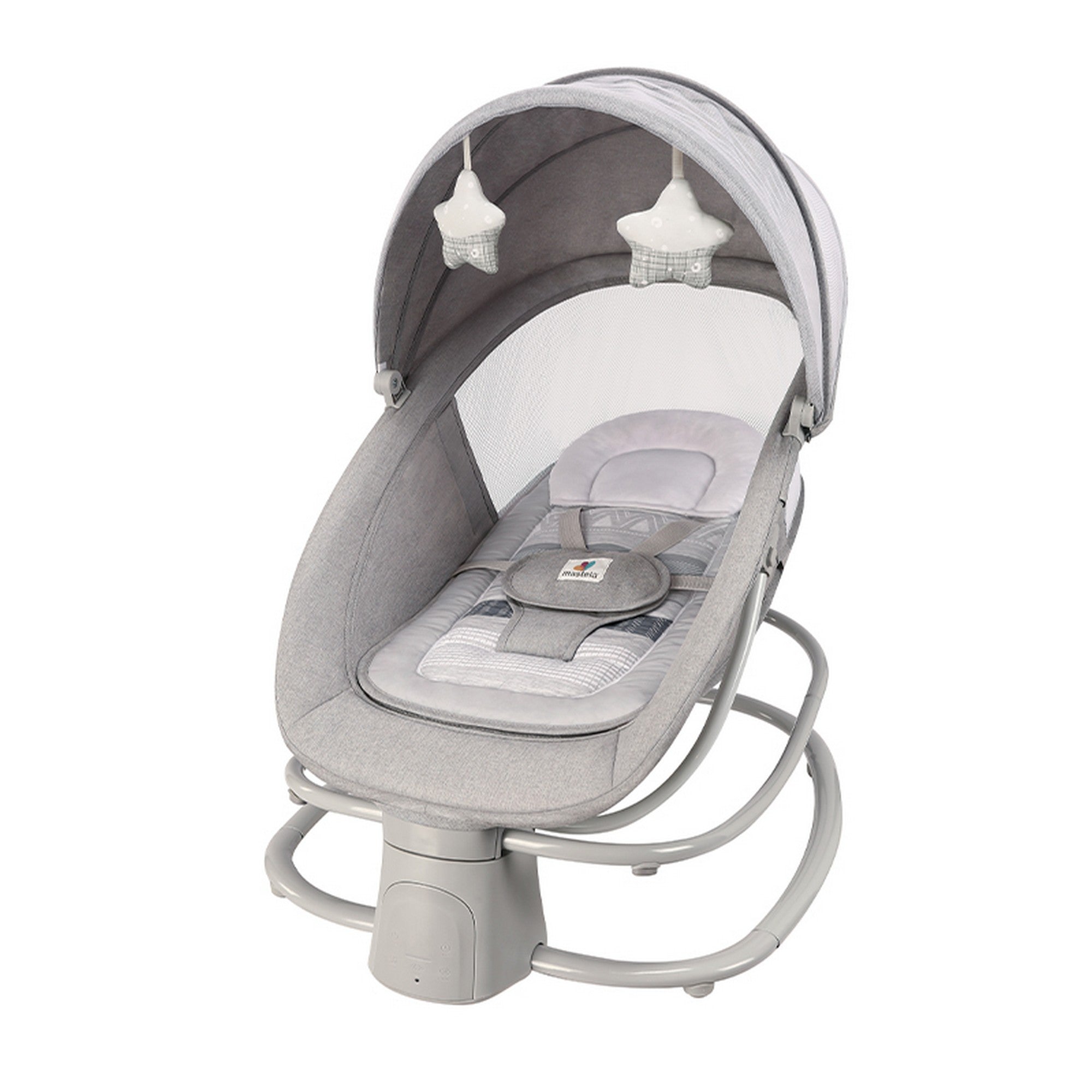 Mastela Grey Electric Baby Rocker and Bouncer with Music, Mosquito Net and Canopy for Infants
