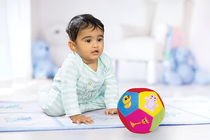 Giggles Soft Animal Print Baby Ball Plush Sensory Toy for Infants