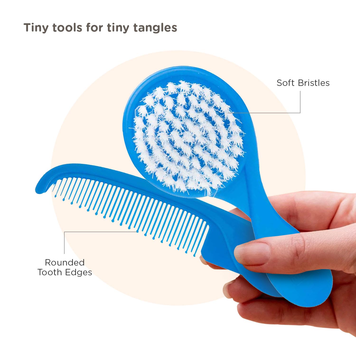Mee Mee Baby Hair Brush and Comb Set with Soft Bristles & Rounded Teeth - Blue