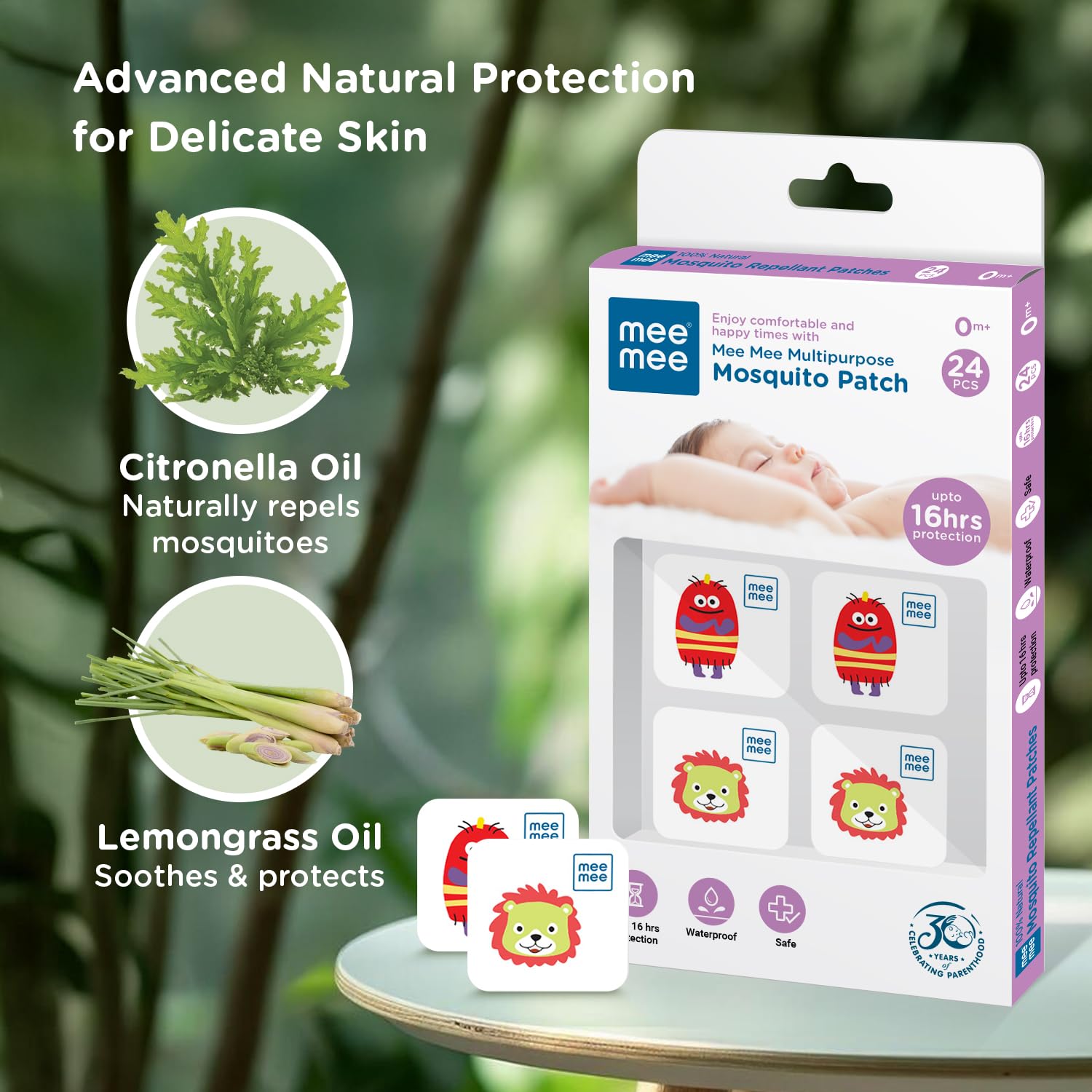 Mee Mee Multipurpose Natural Mosquito Repellent Patch for Babies & Kids - 24 Pieces