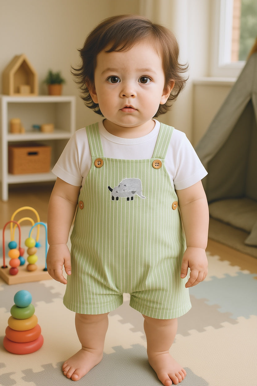 Boys White Dungaree Set