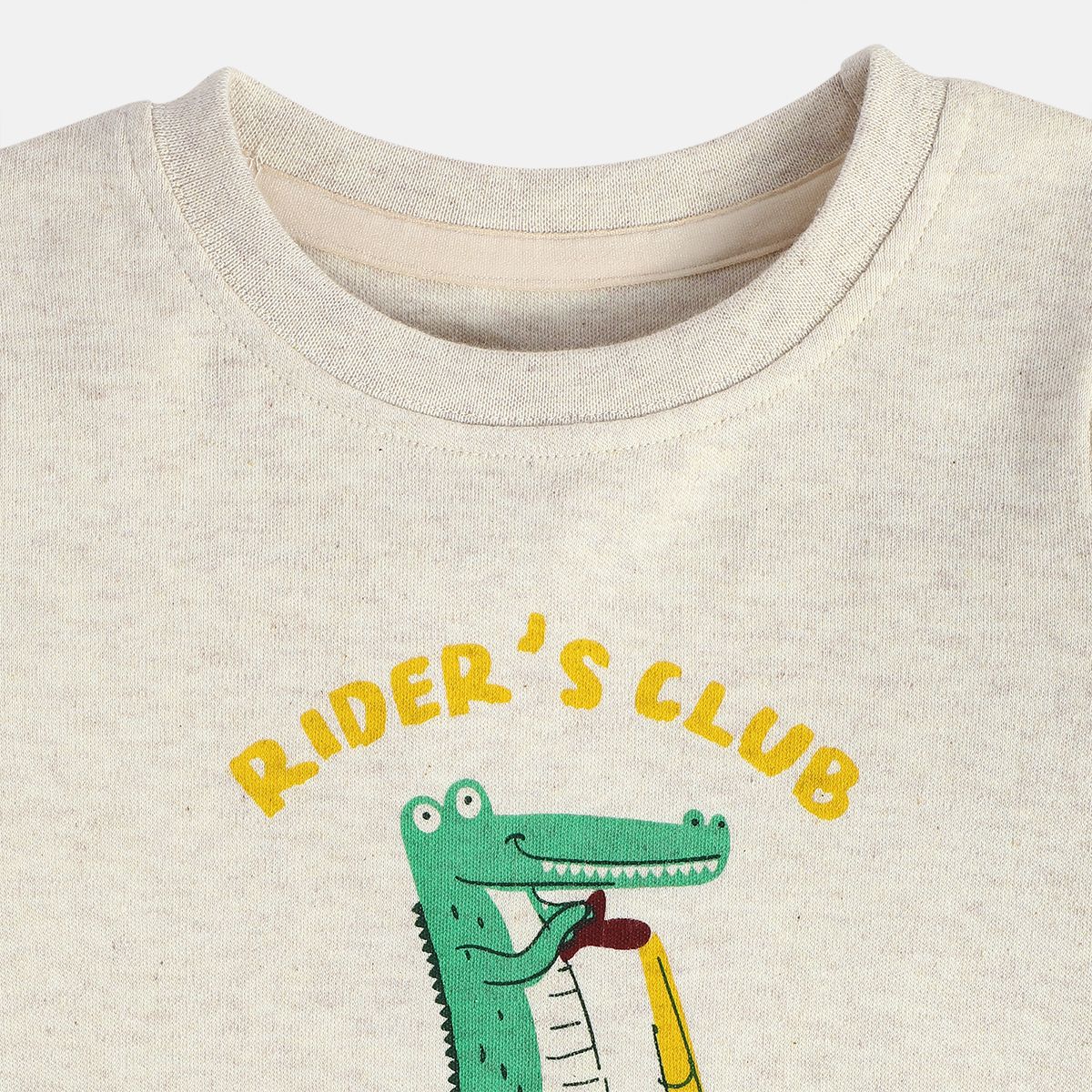 Boys Blue / Oatmeal Marl Round Neck Full Sleeves T-Shirt