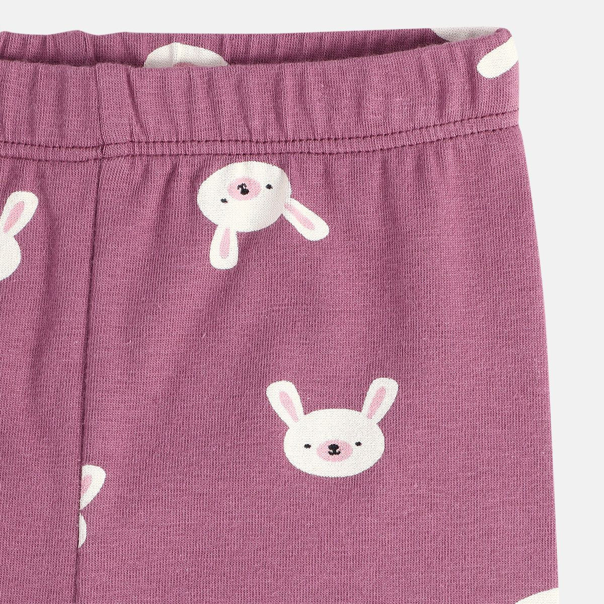 Girls Cotton Pack Of 2 Full Length Solid & Cartoon Printed Leggings - Purple & Lavender