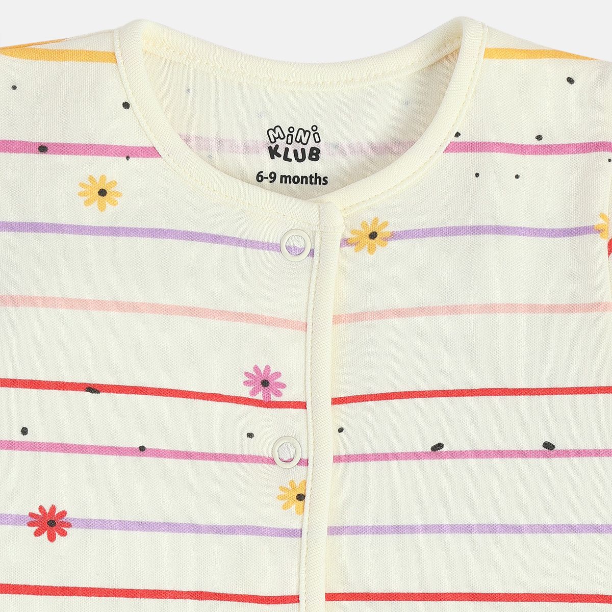 Girls Cotton Pack Of 2 Full Sleeves Rabbit Printed & Striped Front Open Vest - Lavender & White