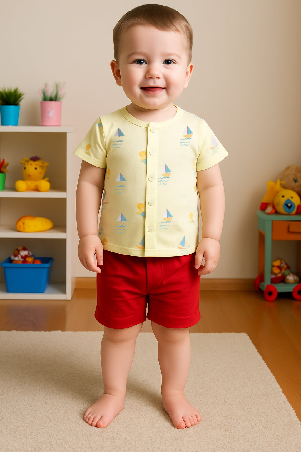 Boys Green/Blue Short Sleeve Front Open Vest