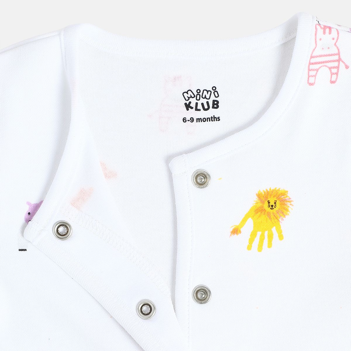 Girls Cotton Pack Of 2 Full Sleeves Animal Printed Front Open Vest - Red & White