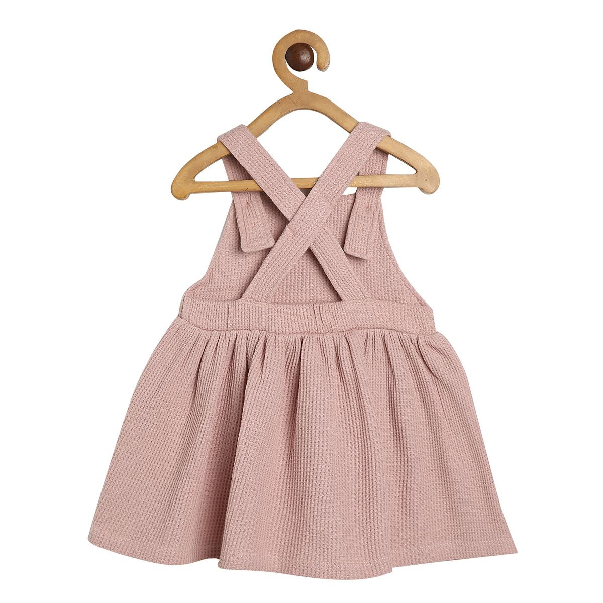 Girls Marshmallow/ Black/ Pink Round Neck Half Sleeve Pinny Set