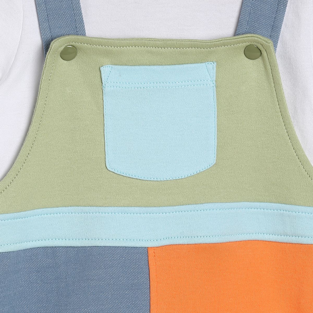 Boys Green/White Round Neck Short Sleeve Dungaree Set