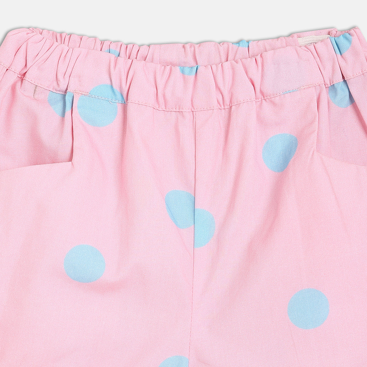 Baby Girls Solid Top and Polka Dot Shorts Set, White and Pink