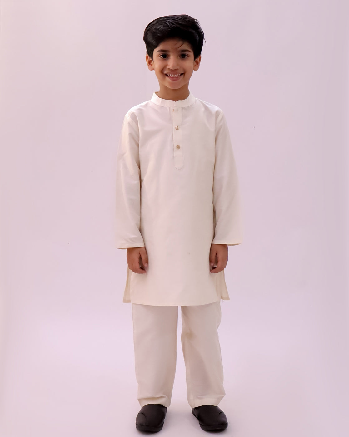 Lil Drama Boys Floral Print Jacket Kurta With Pants Set, Yellow And White
