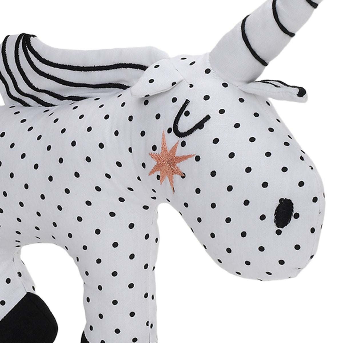 Baby Unisex Polka Dot Unicorn Soft Toy , White and Black