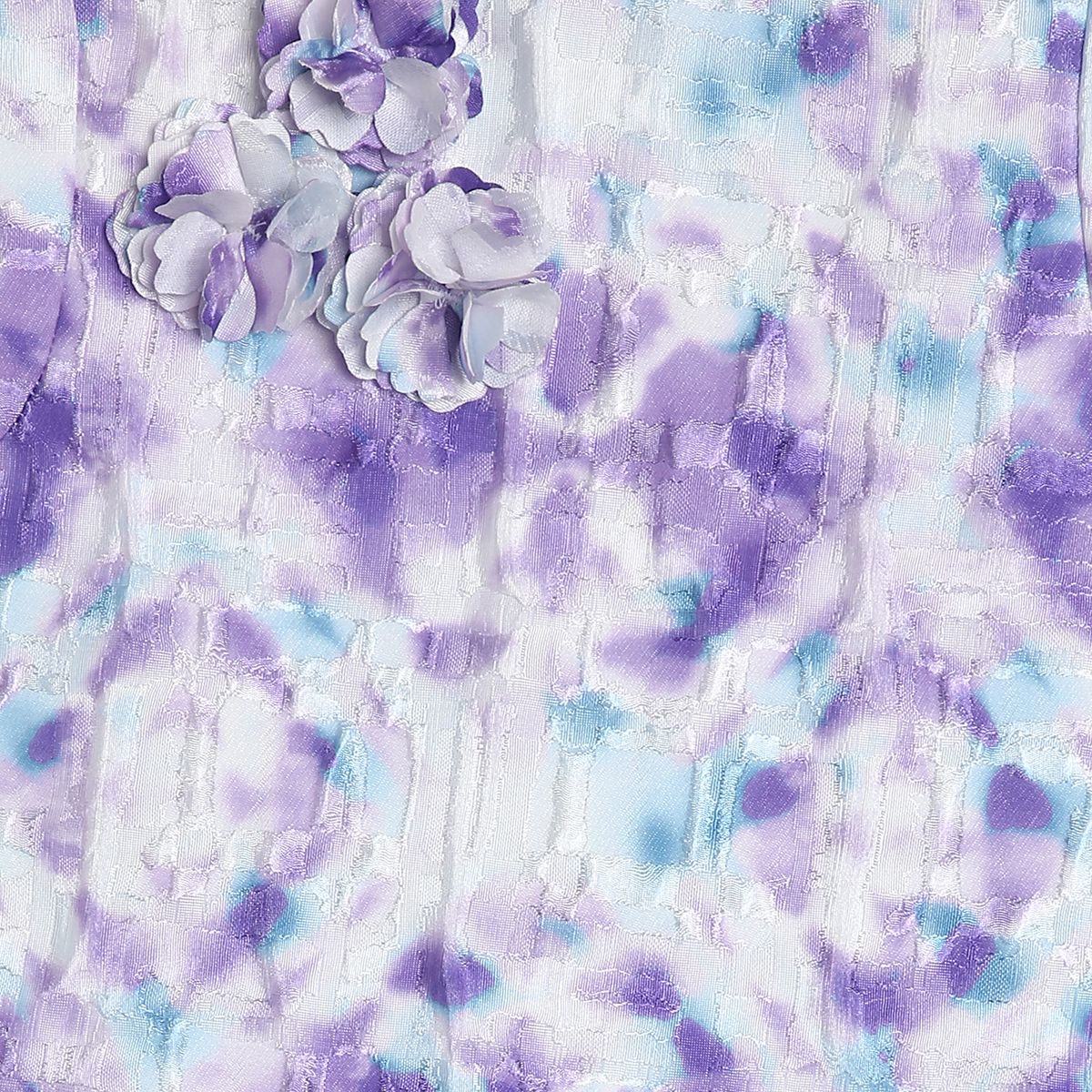 Girls Printed Sleeveless Party Dress with Tulle Skirt, Purple