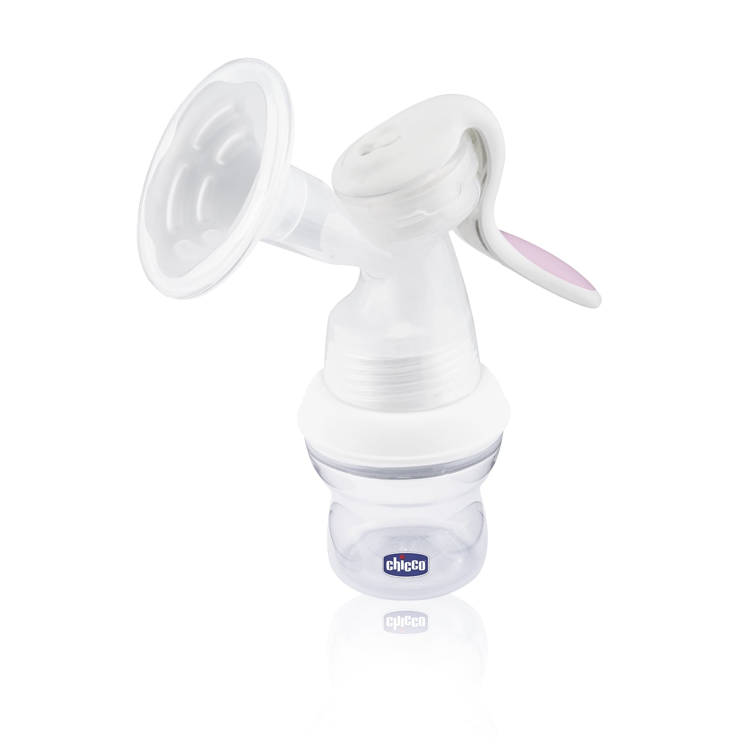 Chicco Manual Breast Pump with Extra Soft Silicone Cover and Ergonomic Handle - White & Pink