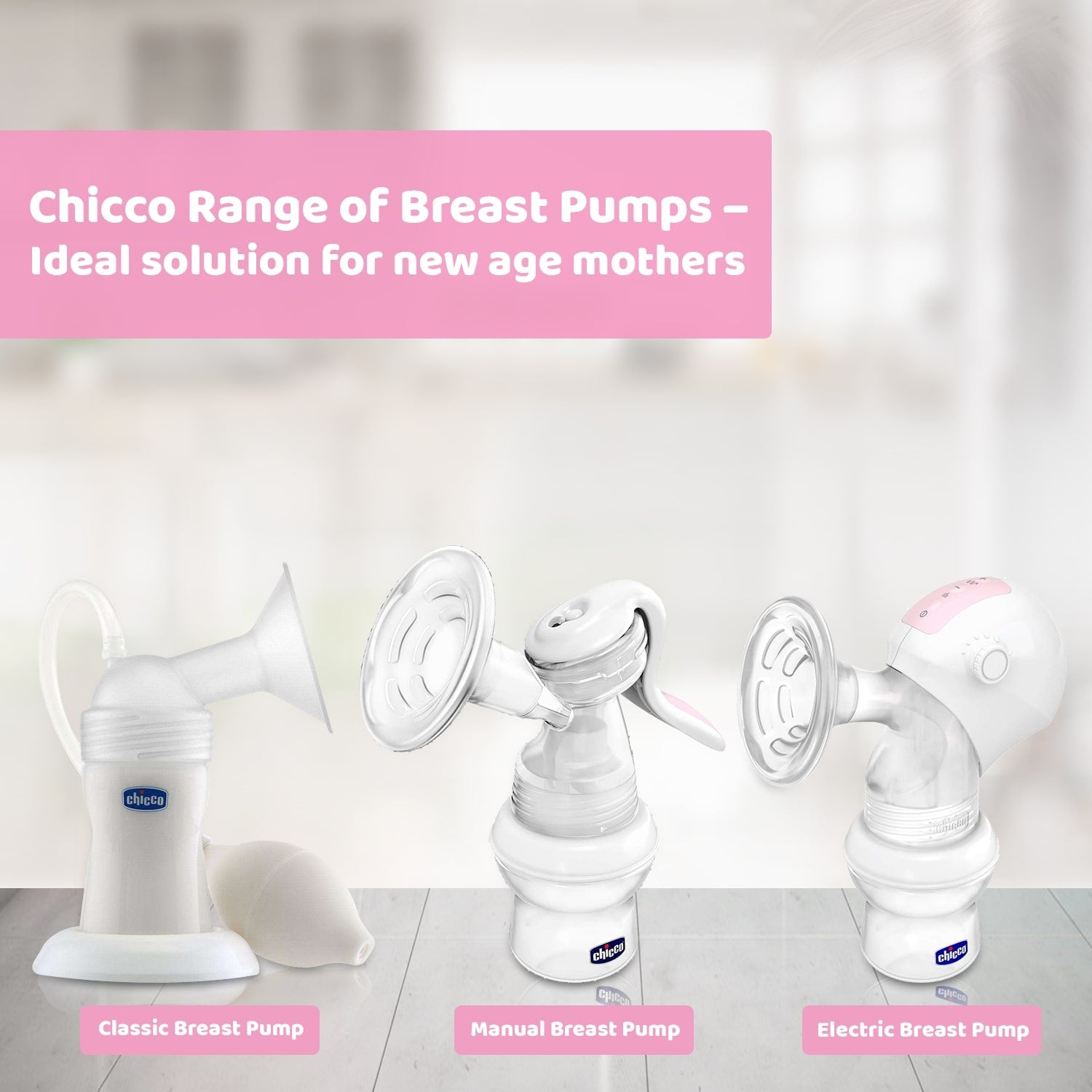Chicco Manual Breast Pump with Extra Soft Silicone Cover and Ergonomic Handle - White & Pink
