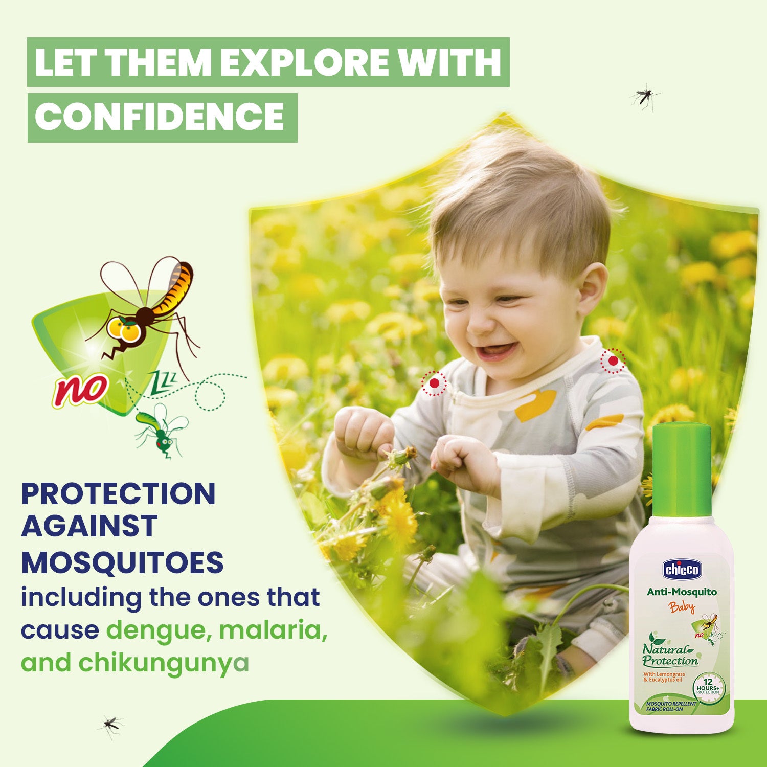 Chicco Anti-Mosquito Baby Fabric Roll-On with Natural Oils and 12 Hours Protection - 8 ml