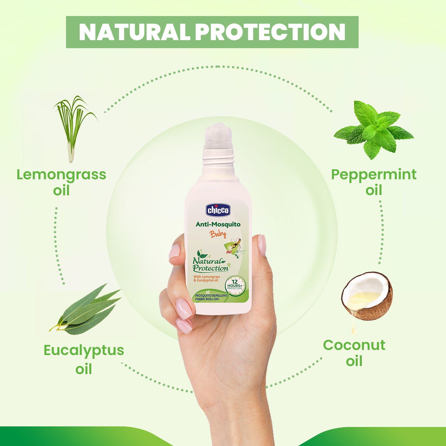 Chicco Anti-Mosquito Baby Fabric Roll-On with Natural Oils and 12 Hours Protection - 8 ml