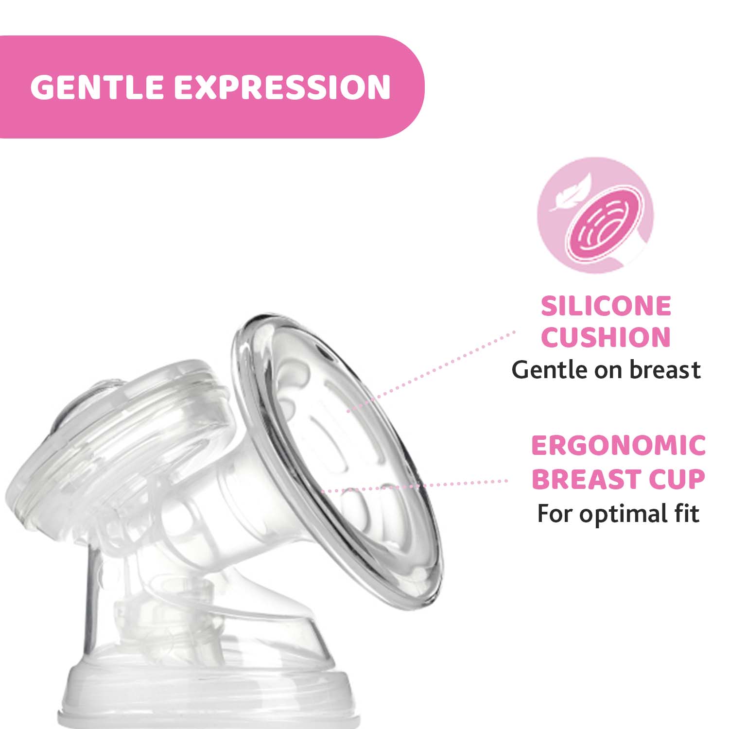 Chicco Portable Electric Breast Pump with Silicone Cushion and USB Rechargeable Design - White & Pink