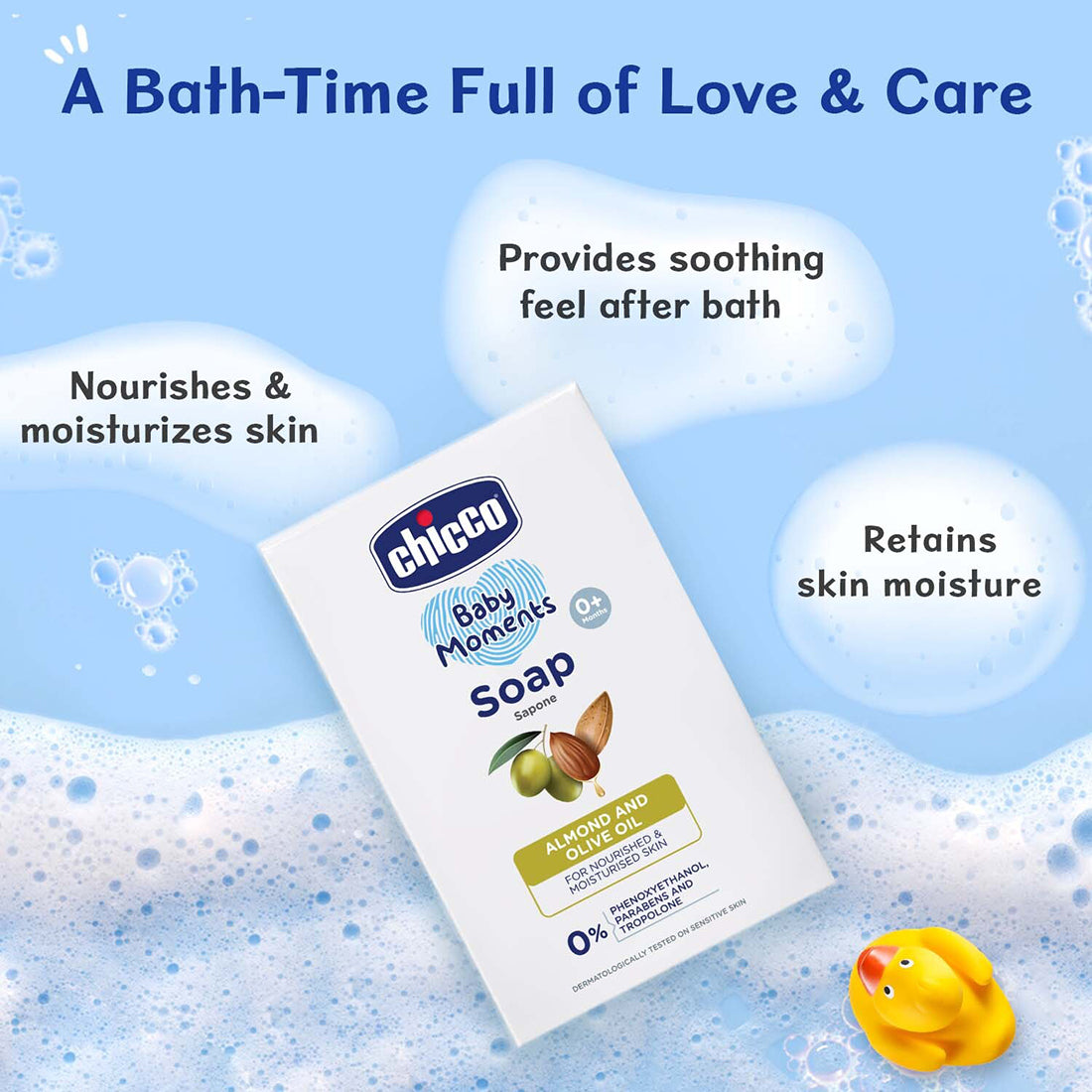 Chicco Baby Moments Nourishing Baby Soap with Almond & Olive Oil for Moisturised Skin - Pack of 4 x 125g