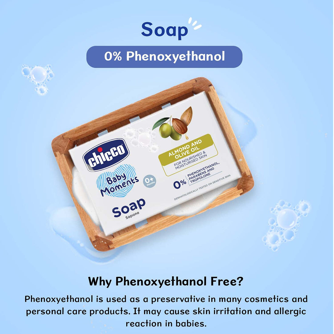 Chicco Baby Moments Nourishing Baby Soap with Almond & Olive Oil for Moisturised Skin - Pack of 4 x 125g