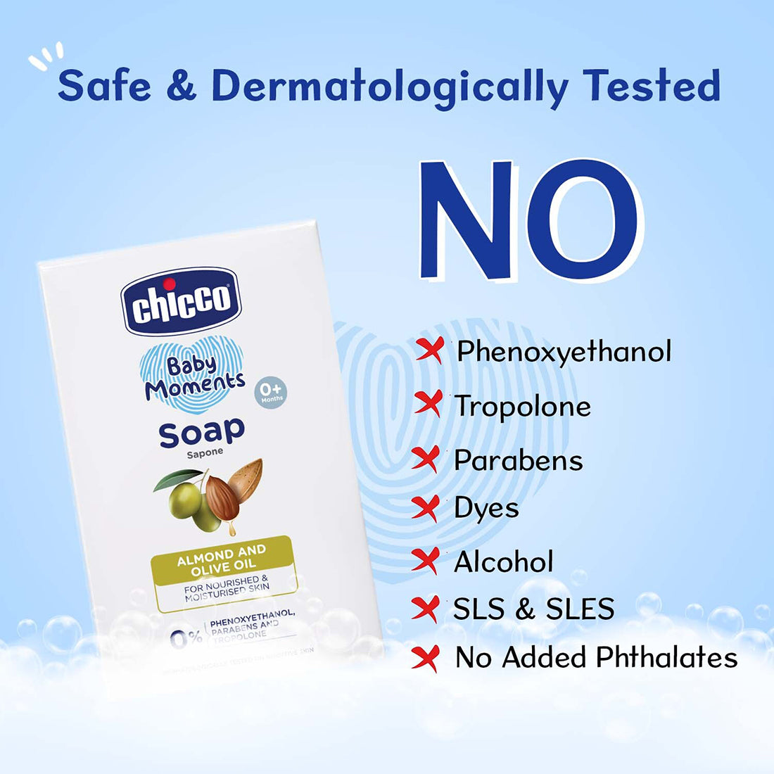 Chicco Baby Moments Nourishing Baby Soap with Almond & Olive Oil for Moisturised Skin - Pack of 4 x 125g