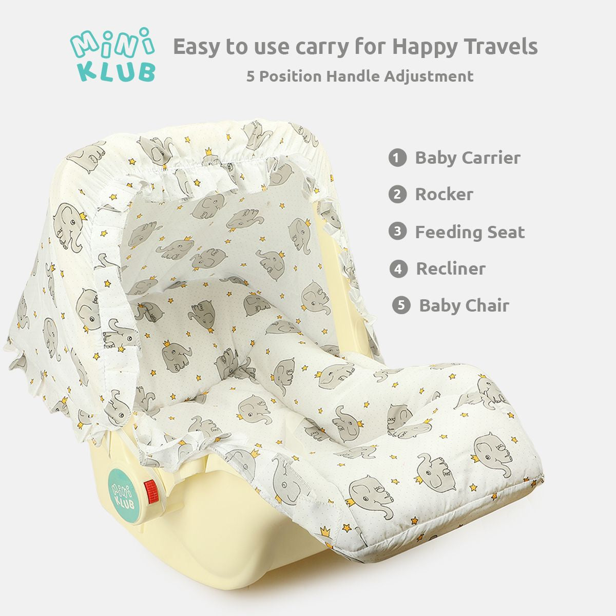White Printed Baby Carry Cot & Rocker
