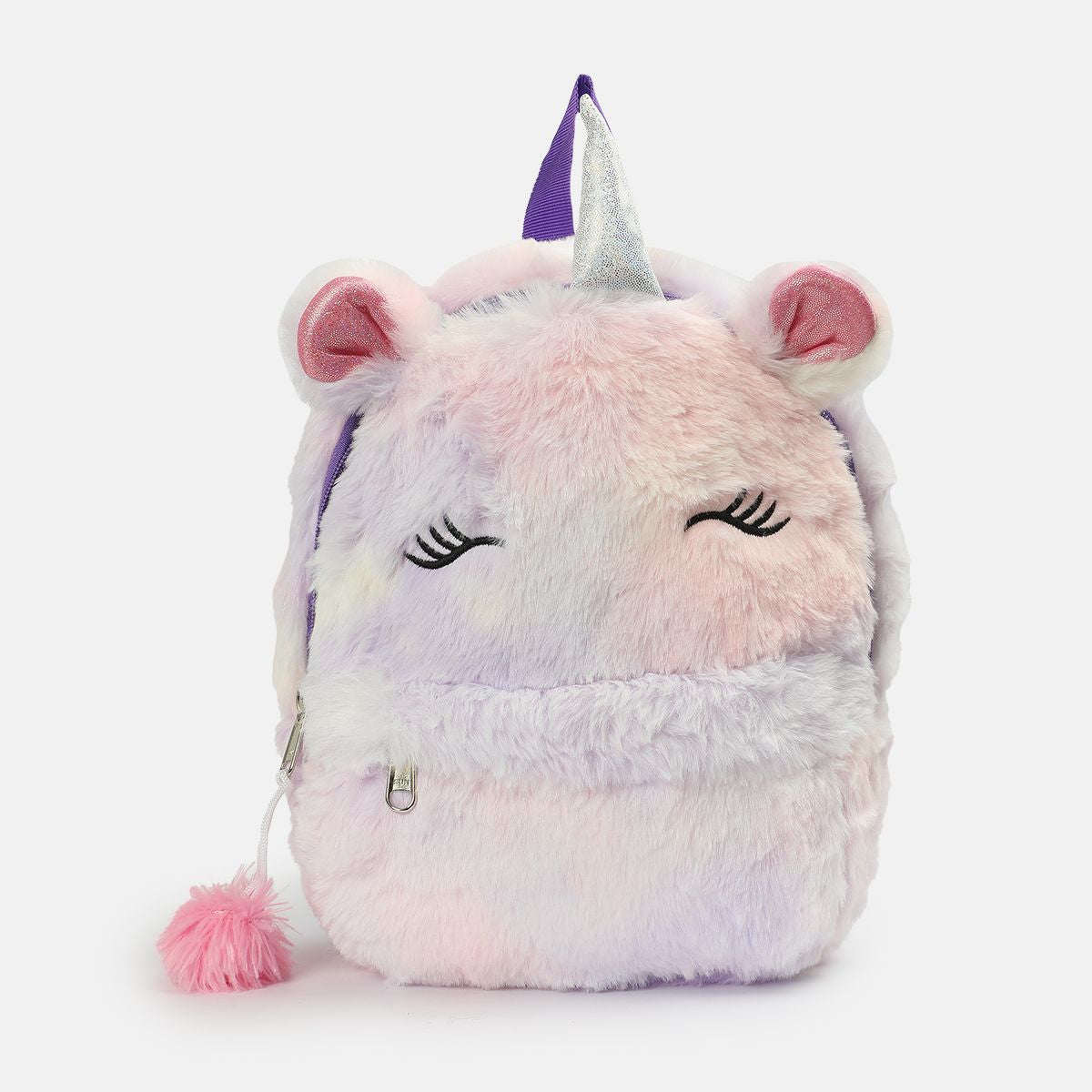 Girls Pink Plush Back Bag Unicorn