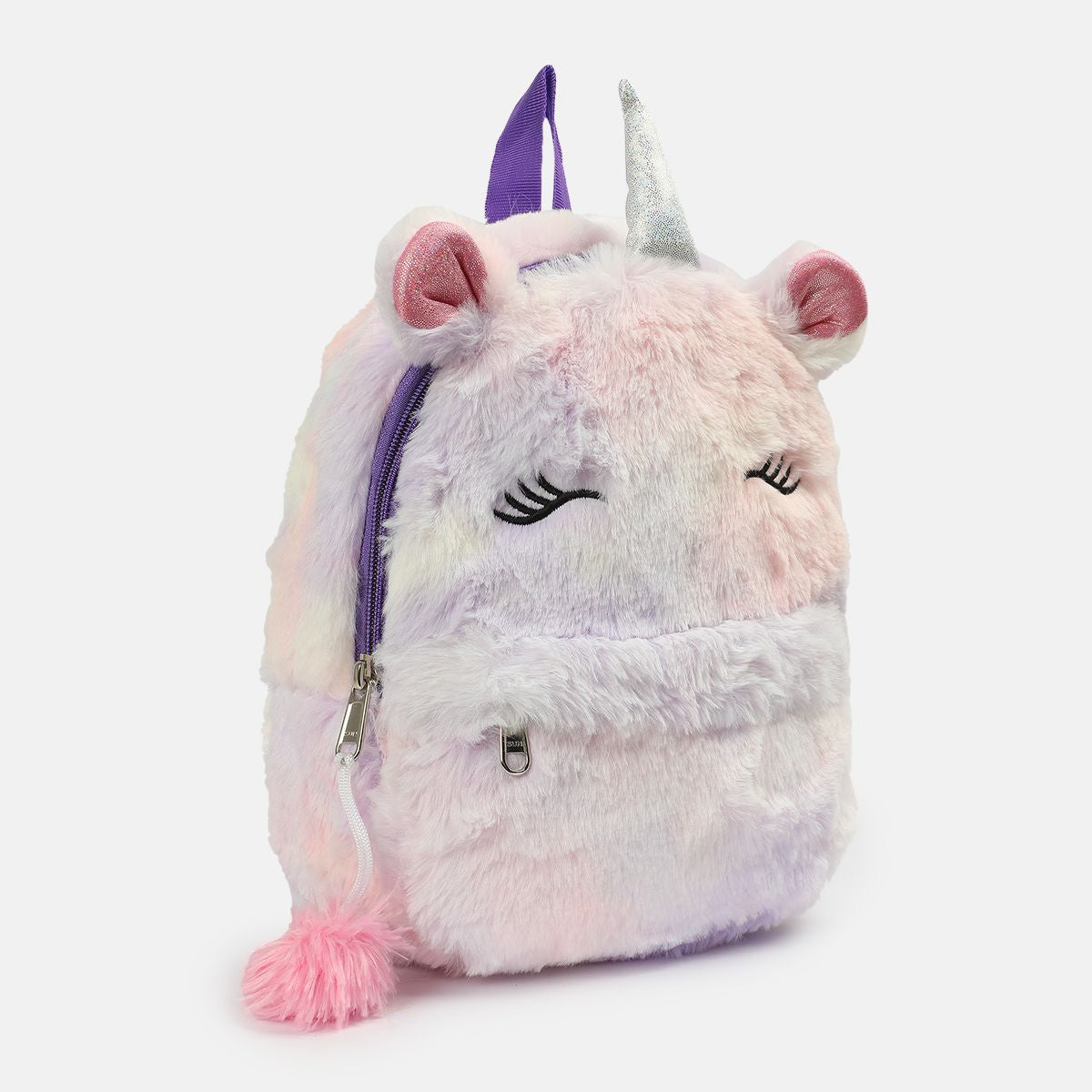 Girls Pink Plush Back Bag Unicorn