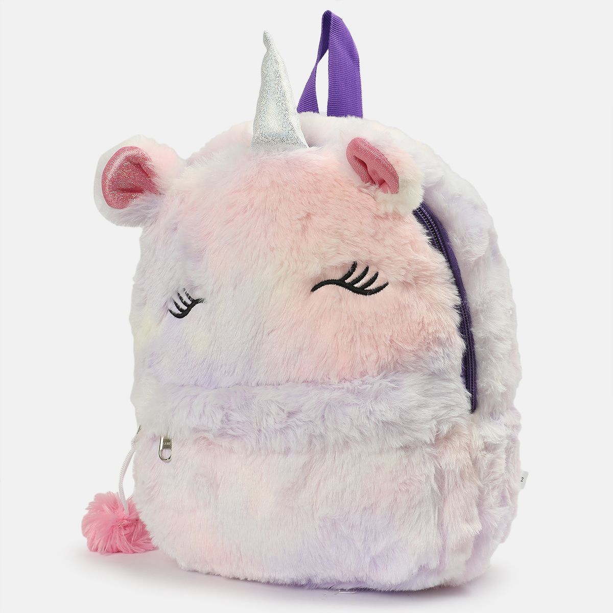 Girls Pink Plush Back Bag Unicorn