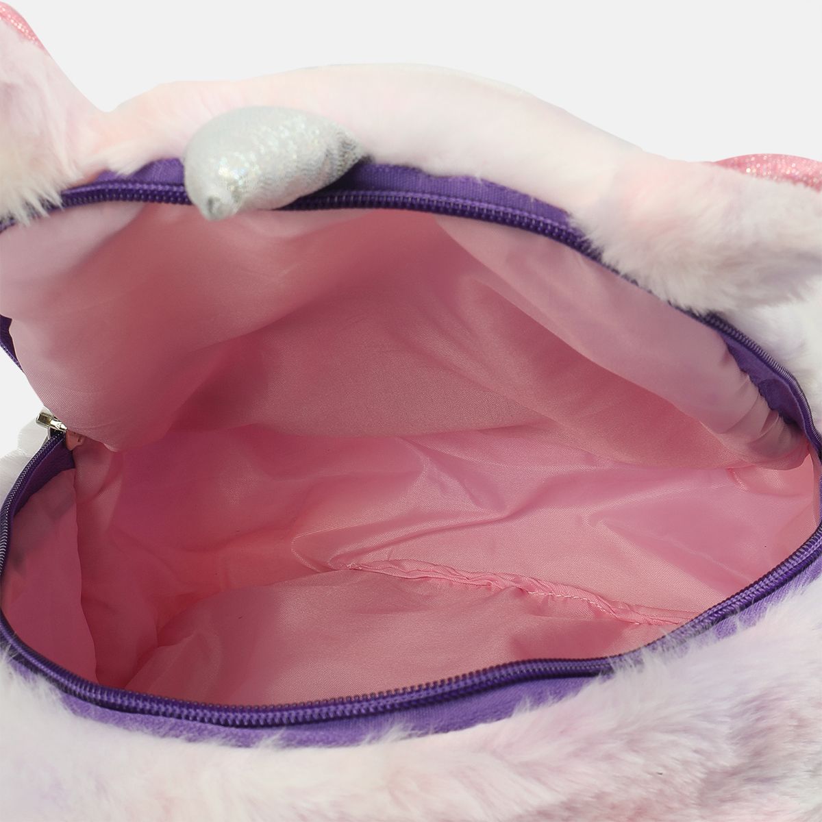 Girls Pink Plush Back Bag Unicorn