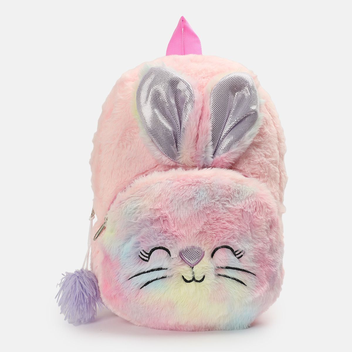 Boys Pink Plush Back Bag Kitty