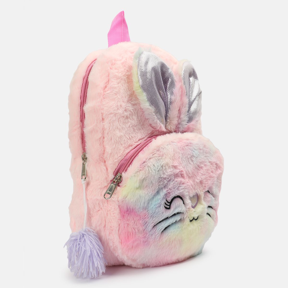Boys Pink Plush Back Bag Kitty
