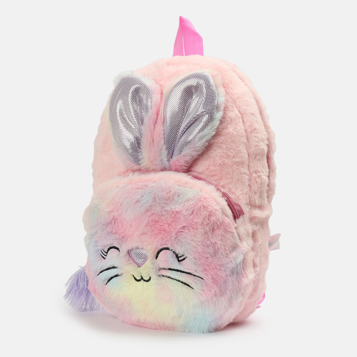 Boys Pink Plush Back Bag Kitty