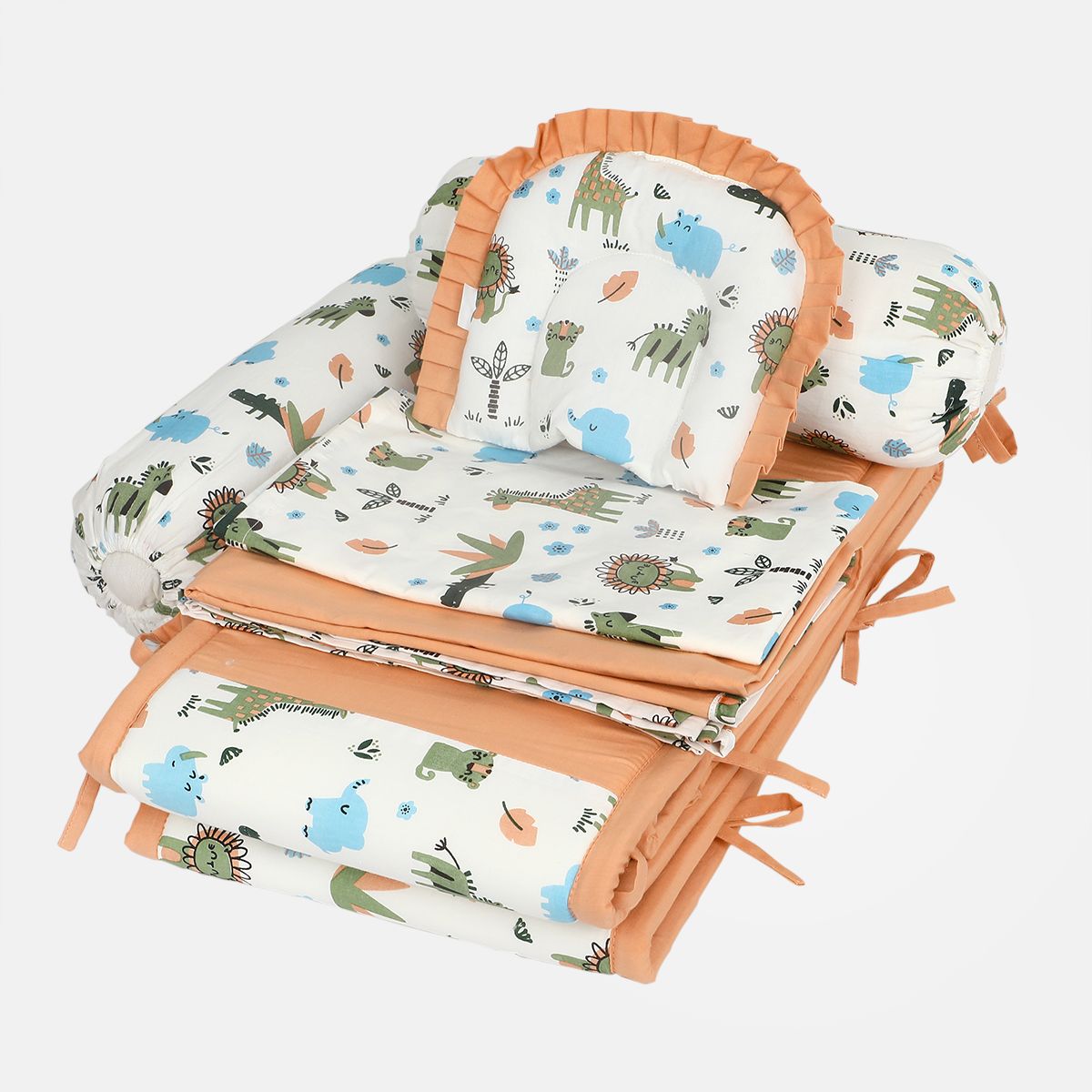 Miniklub New Born Cream Color Jungle 6 pcs Cot Bedding Set