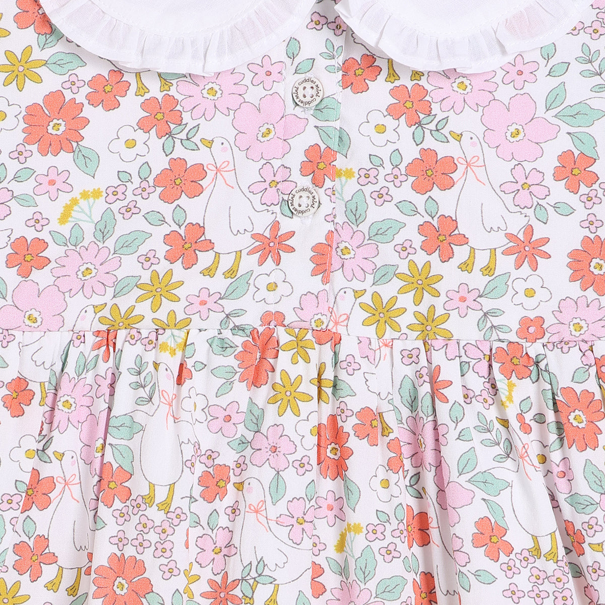Baby Girls Peter Pan Collar Floral Printed Dress with Tights, Multicolour