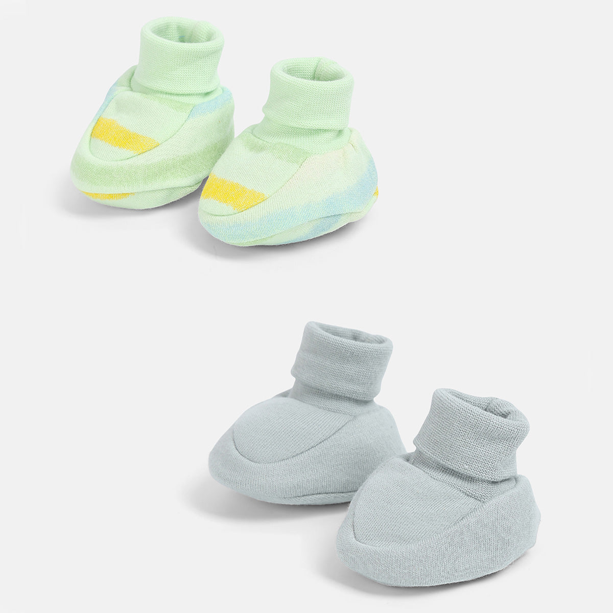 Baby Boys Solid and Printed Booties Set of 2 Pairs, Multicolour