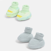 Baby Boys Solid and Printed Booties Set of 2 Pairs, Multicolour