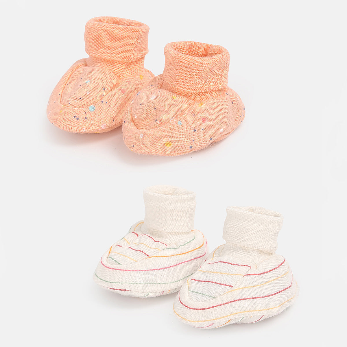Baby Girls Printed Booties Set of 2 Pairs, Multicolour