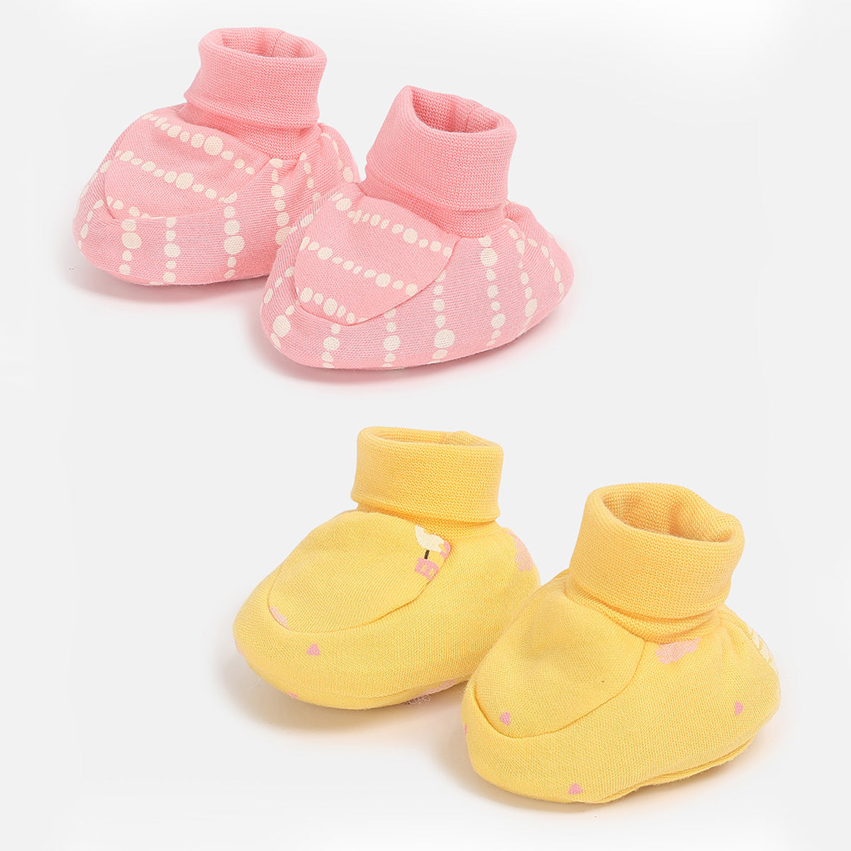 Baby Girls Printed Booties Set of 2 Pairs, Multicolour