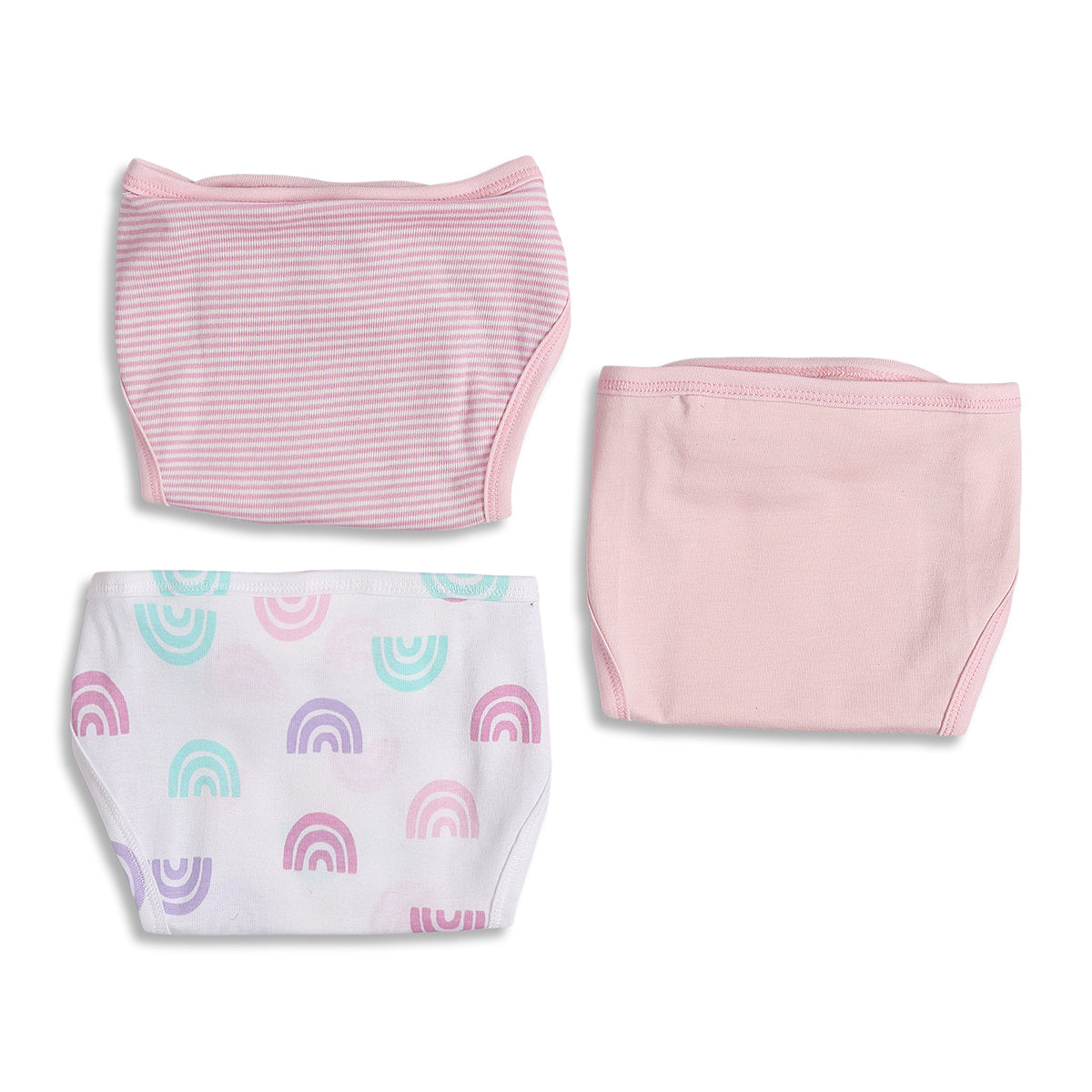 Baby Girls Pink and White Printed Tie-Up Nappy Pack of 3 Regular Fit Daily Wear Innerwear