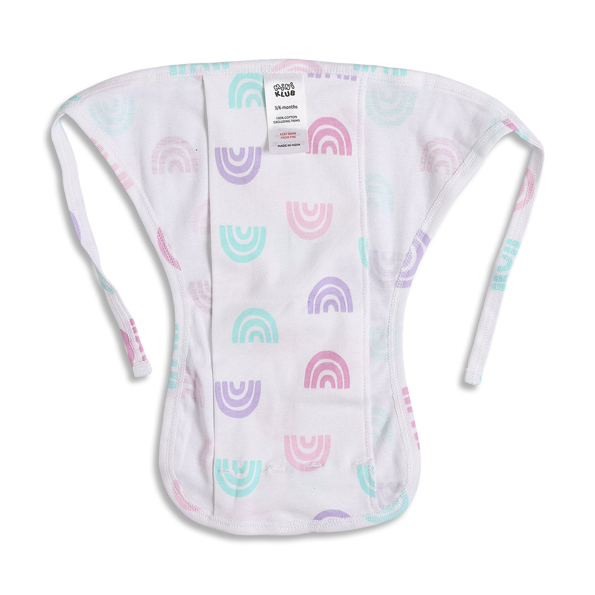 Baby Girls Pink and White Printed Tie-Up Nappy Pack of 3 Regular Fit Daily Wear Innerwear