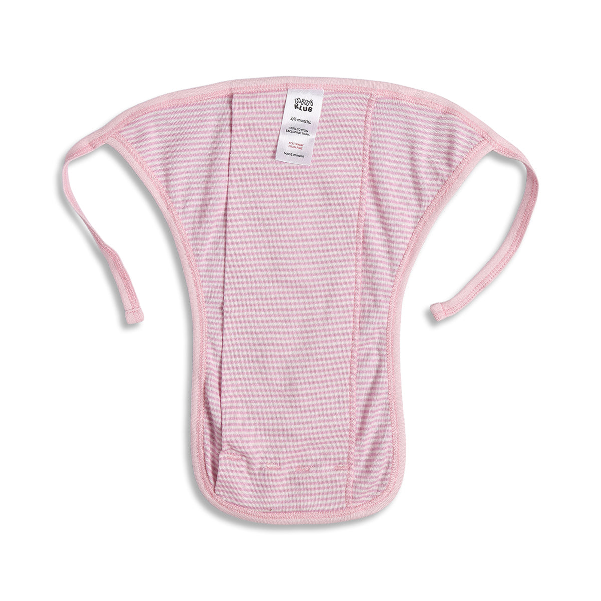 Baby Girls Pink and White Printed Tie-Up Nappy Pack of 3 Regular Fit Daily Wear Innerwear