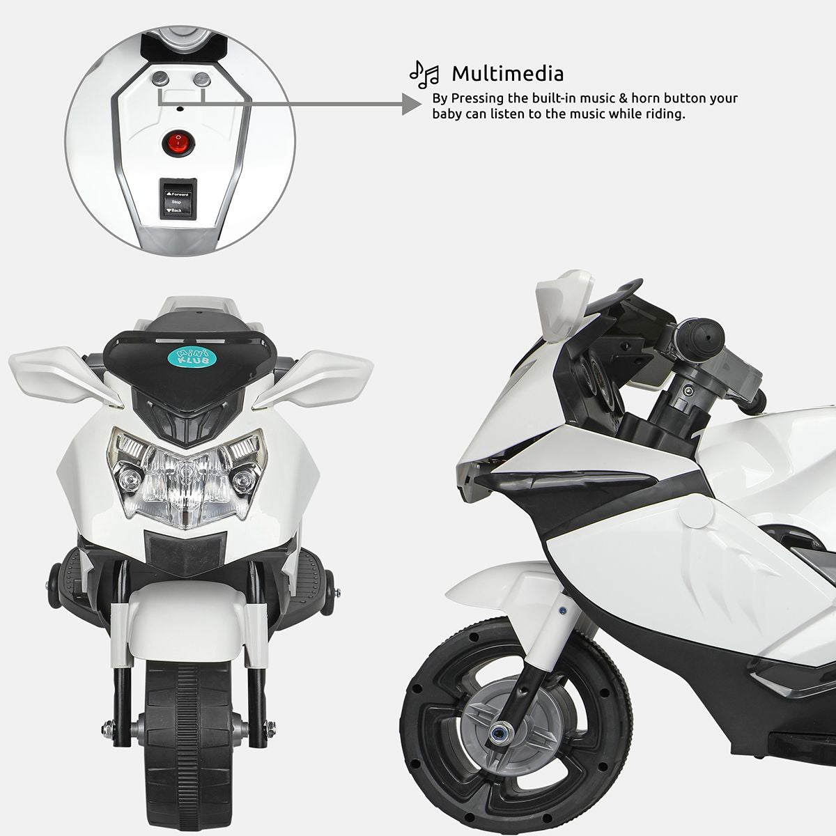 White Electric Ride On SuperBike