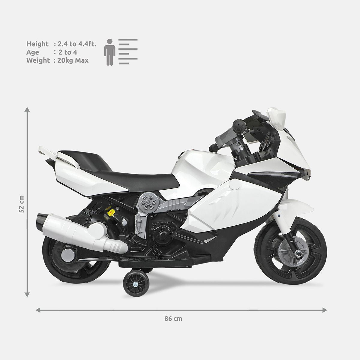 White Electric Ride On SuperBike