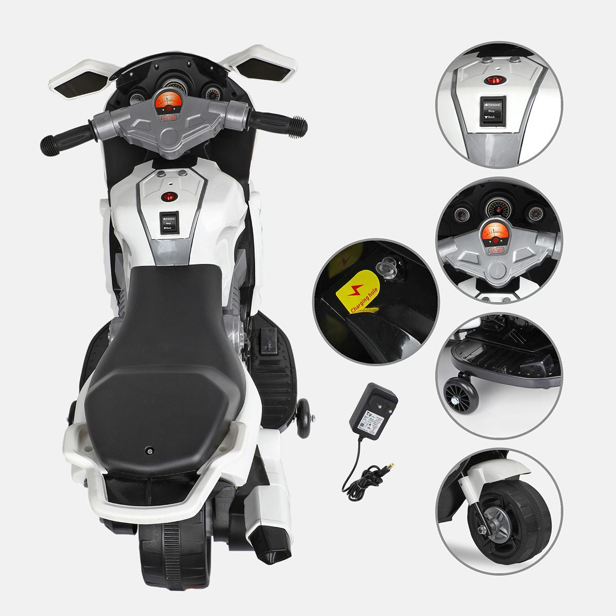 White Electric Ride On SuperBike