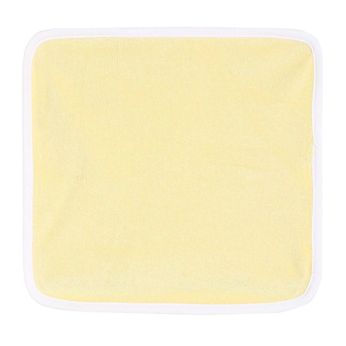 Baby Unisex Yellow and Blue Cotton Washcloths Pack of 4 Solid and Striped Bath Essentials