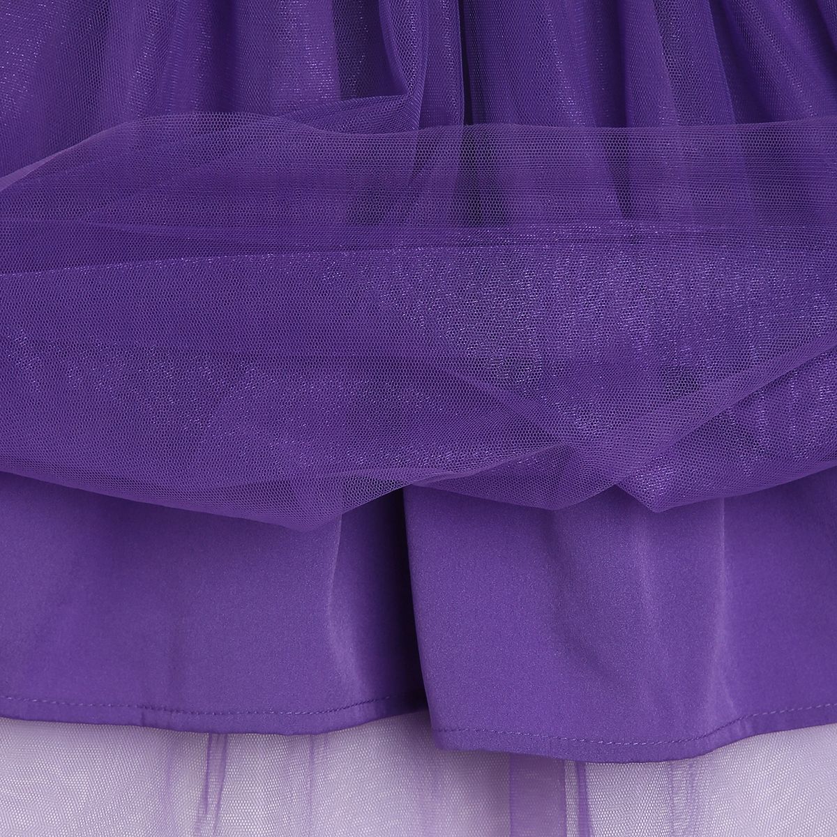 Girls Printed Sleeveless Party Dress with Tulle Skirt, Purple