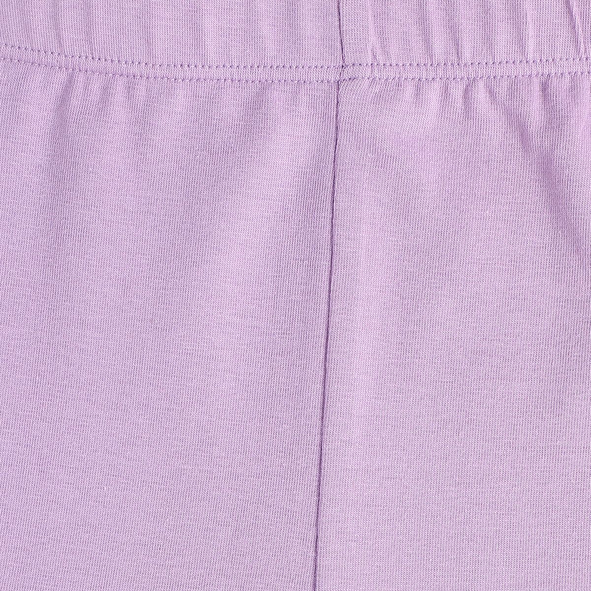 Girls Cotton Pack Of 2 Full Length Solid & Cartoon Printed Leggings - Purple & Lavender