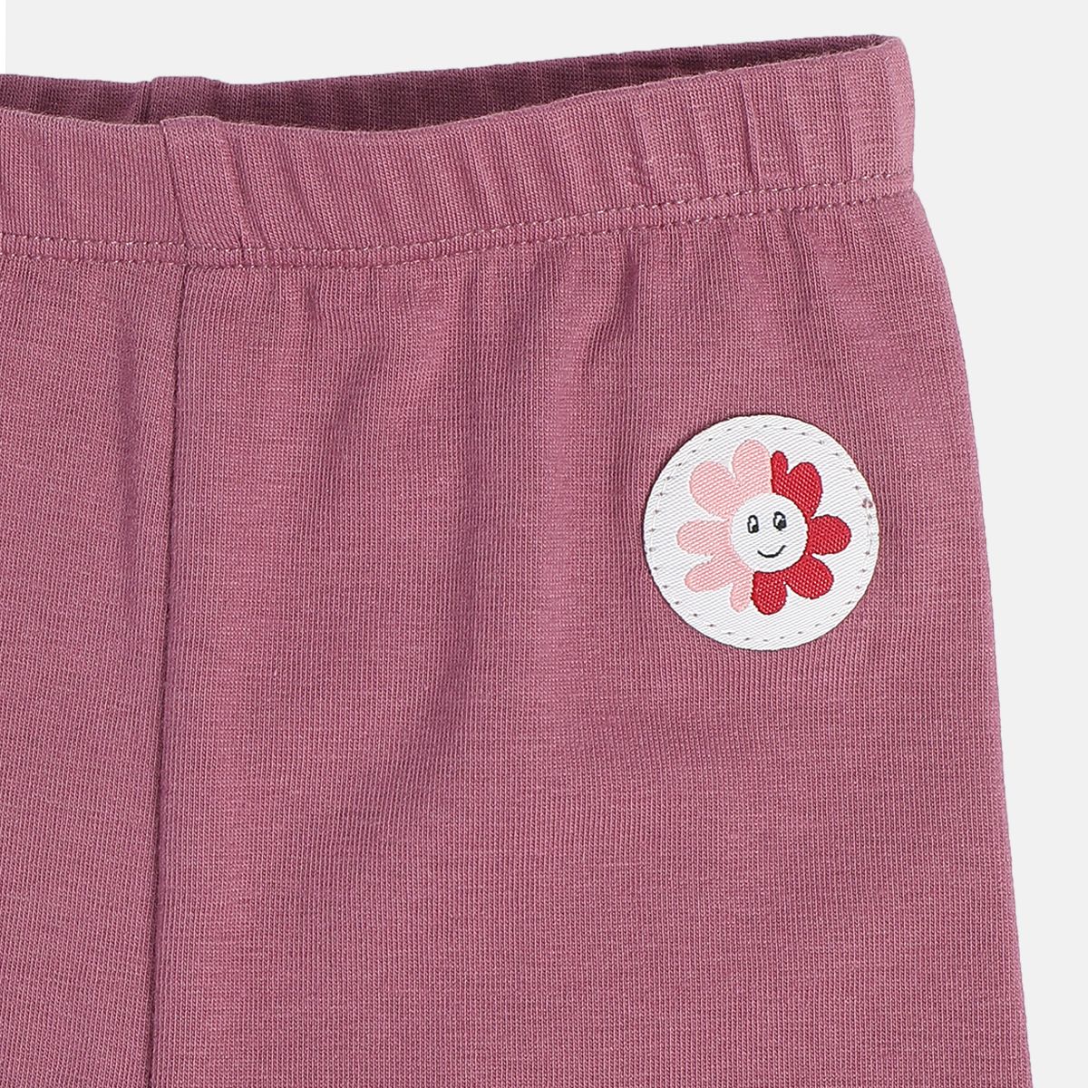 Girls Cotton Pack Of 2 Full Length Solid & Floral Printed Leggings - Purple & Red