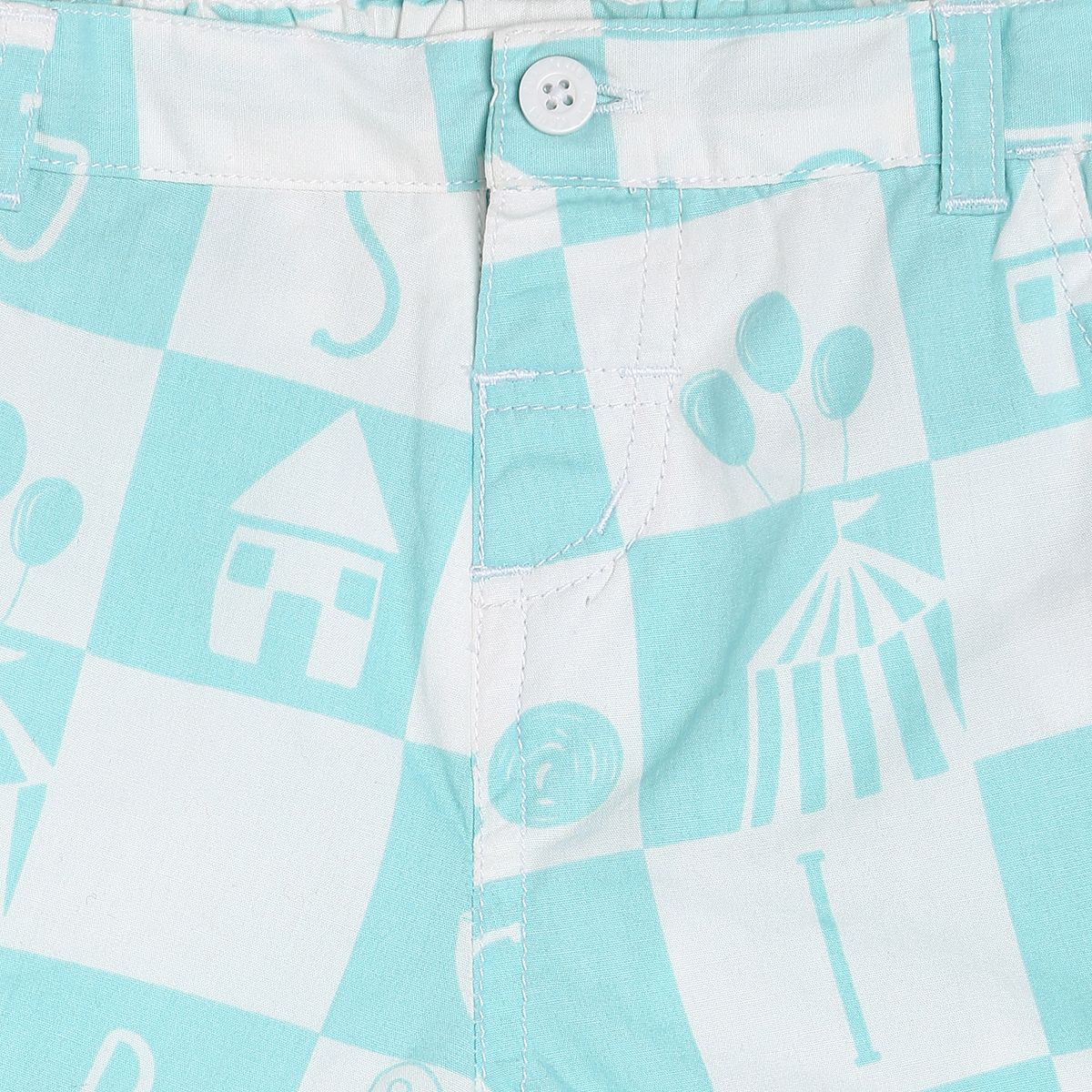 Boys White Blue Front Open Short Sleeve Coordinate Set